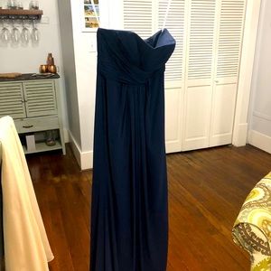 Blue Strapless Bridesmaid Dress